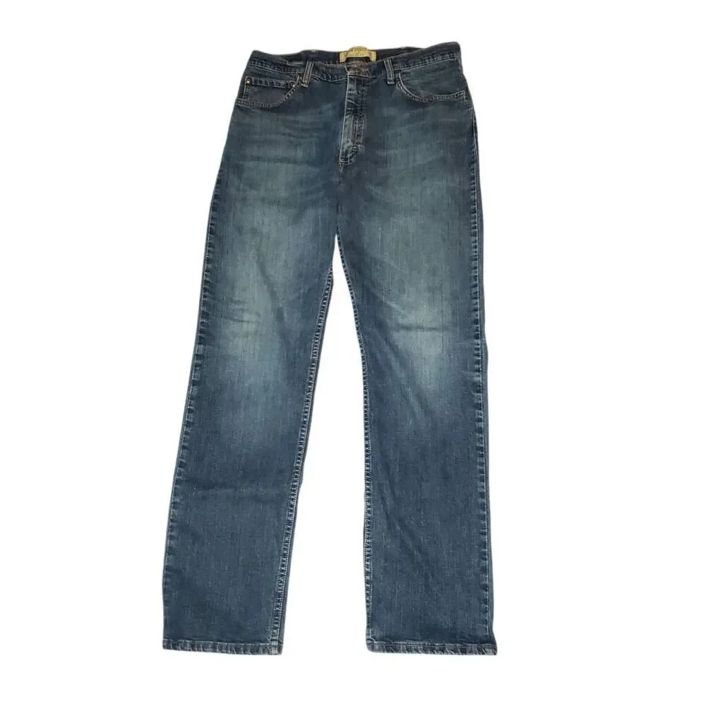 Wrangler Regular Fit Flex Jeans Men’s 34x32 Blue Medium Wash Straight Leg Denim